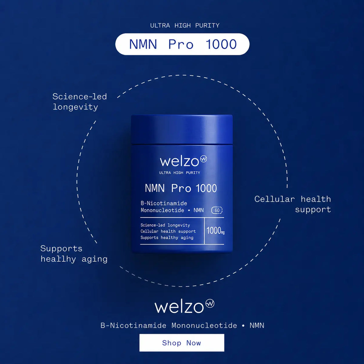 Ultra Purity NMN Pro 1000mg 60 capsules lab-tested NAD+ bottle – view 17