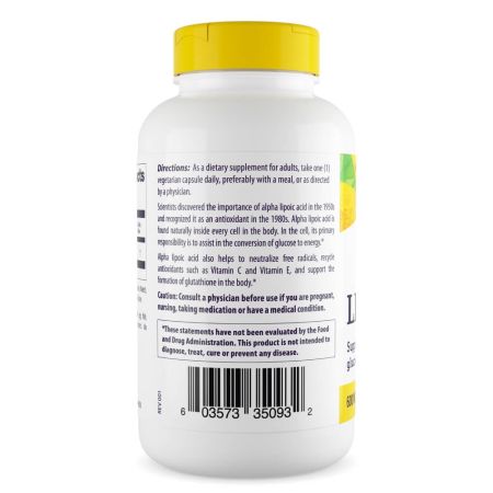 Healthy Origins Alpha Lipoic Acid 600mg Veggie Capsules