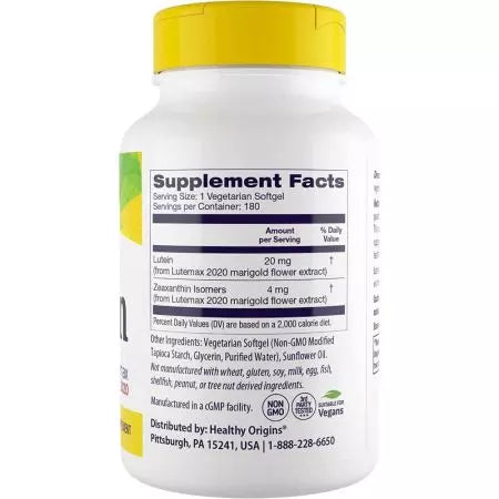 Healthy Origins Lutein 20mg Veggie Softgels