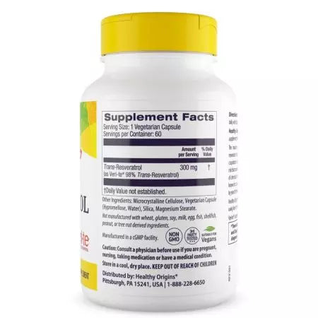 Healthy Origins Resveratrol 300mg Veggie Capsules