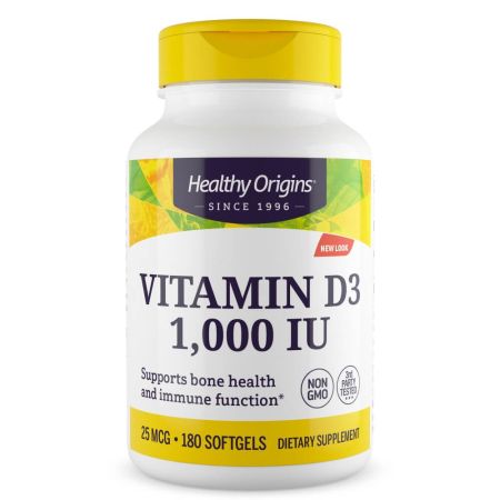 Healthy Origins Vitamin D3 1,000iu 180 Softgels