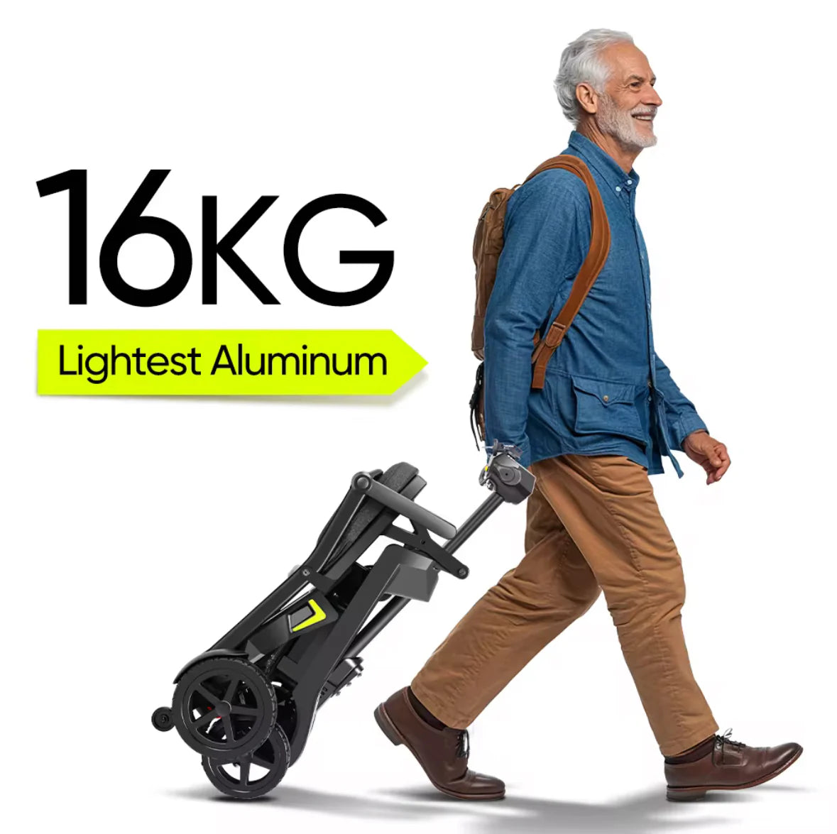 Welzo RaptorFold — Lightweight 16kg Foldable Mobility Scooter (Dark Grey)