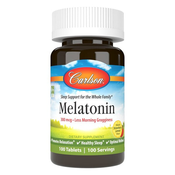 Carlson Labs Melatonin, Natural Strawberry Lemon - 100 tablets