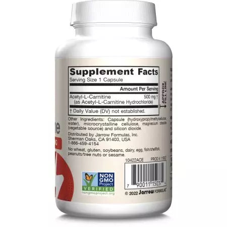 Jarrow Formulas Acetyl LCarnitine 500mg Veggie Capsules