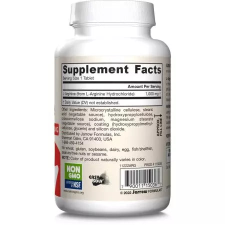 Jarrow Formulas Arginine 1000mg 100 Tablets