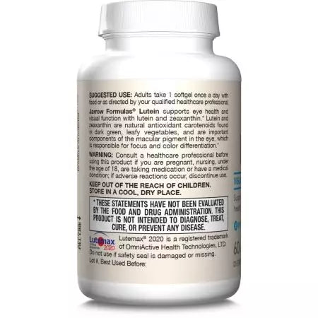 Jarrow Formulas Lutein 20mg & Zeaxanthin 4mg Softgels