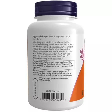 Now Foods Alpha Lipoic Acid 100mg Veg Capsules