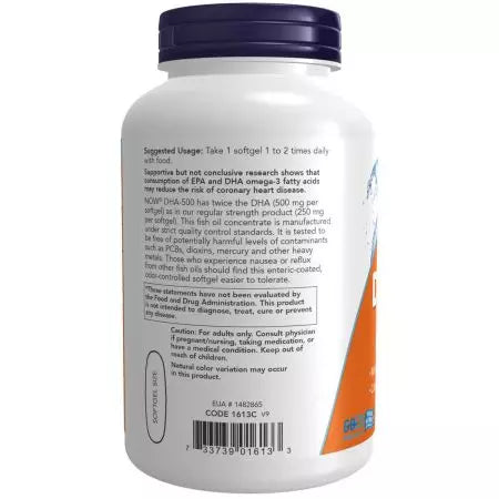 Now Foods DHA 500mg Softgels