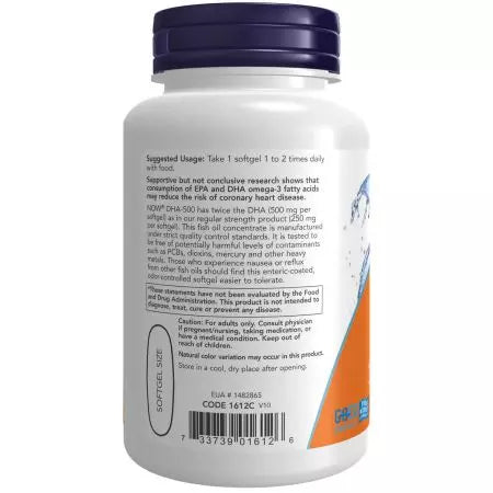 Now Foods DHA 500mg Softgels