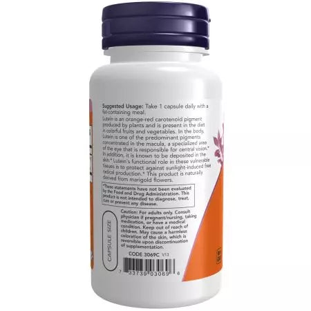 Now Foods Lutein 20mg 60 Veg Capsules 90