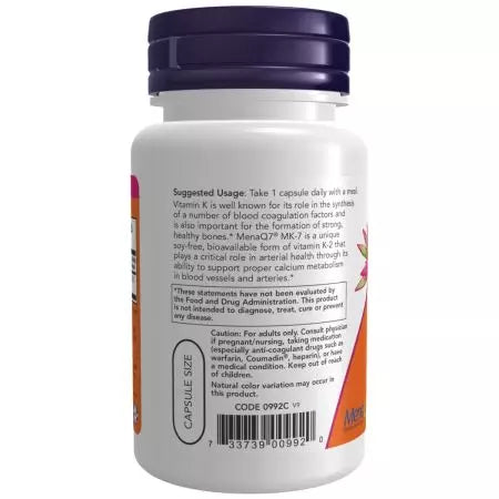 Now Foods MK7 Vitamin K2 100 mcg Veg Capsules