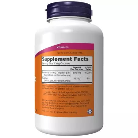 Now Foods Pantothenic Acid (Vitamin B5) 500 mg Capsules