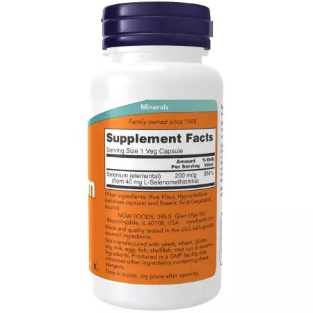 Now Foods Selenium 200 mcg Veg Capsules