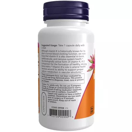 Now Foods Vitamin K2 100 mcg Veg Capsules