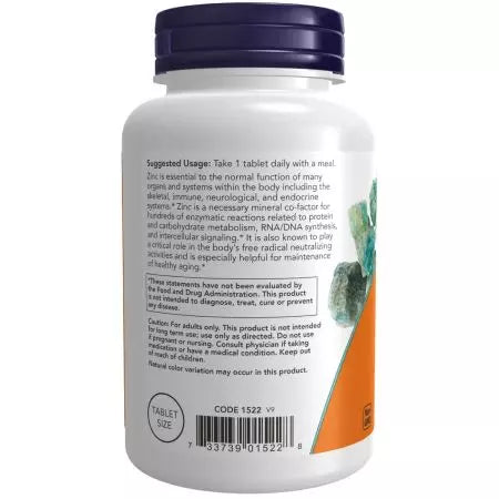 Now Foods Zinc (Zinc Gluconate) 50 mg Tablets