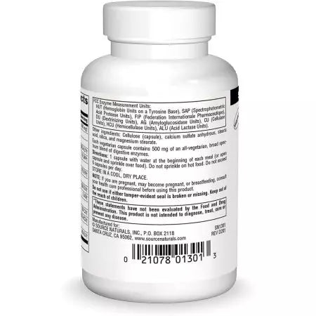 Source Naturals Essential Daily Enzymes 500mg Vegetarian Capsules
