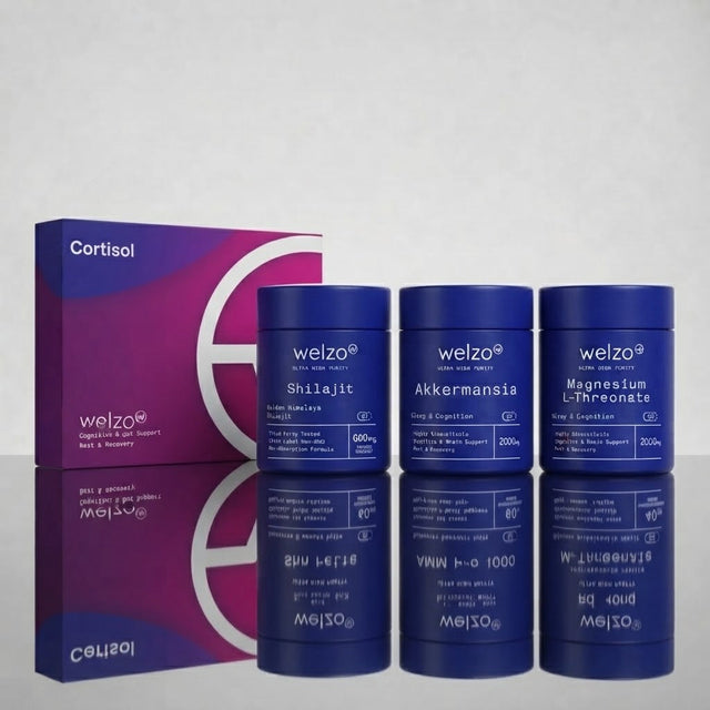 Welzo stress and resilience bundle shilajit akkermansia magnesium cortisol test