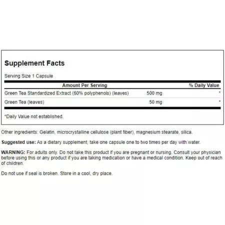 Swanson Green Tea Extract 500 mg 60 Capsules