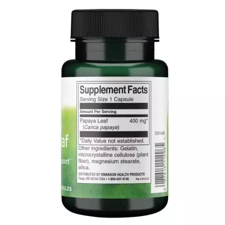 Swanson Papaya Leaf 400 mg 60 Capsules