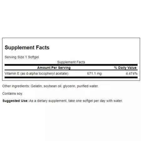 Swanson Vitamin E1000 1000iu Capsules