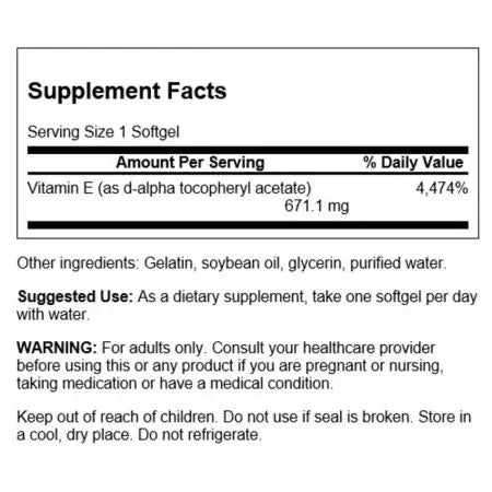 Swanson Vitamin E1000 1000iu Capsules